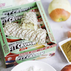 Fit Crunch Apple Pie Soft Cake Core cut reveals indulgent interior for post-workout fuel.