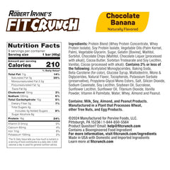 Front view of FITCRUNCH Chocolate Banana bar packaging for on-the-go protein