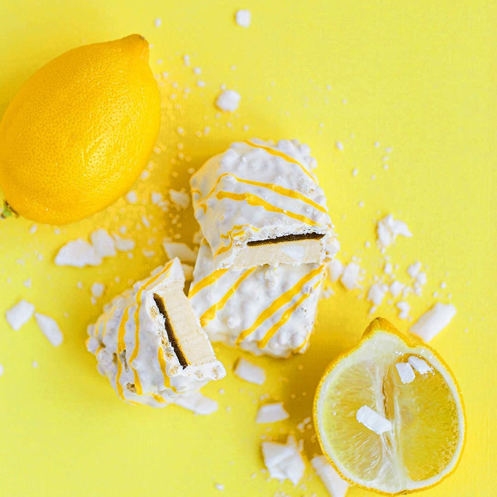 Fit Crunch Lemon Cake bar in lunchbox for a nourishing midday snack.