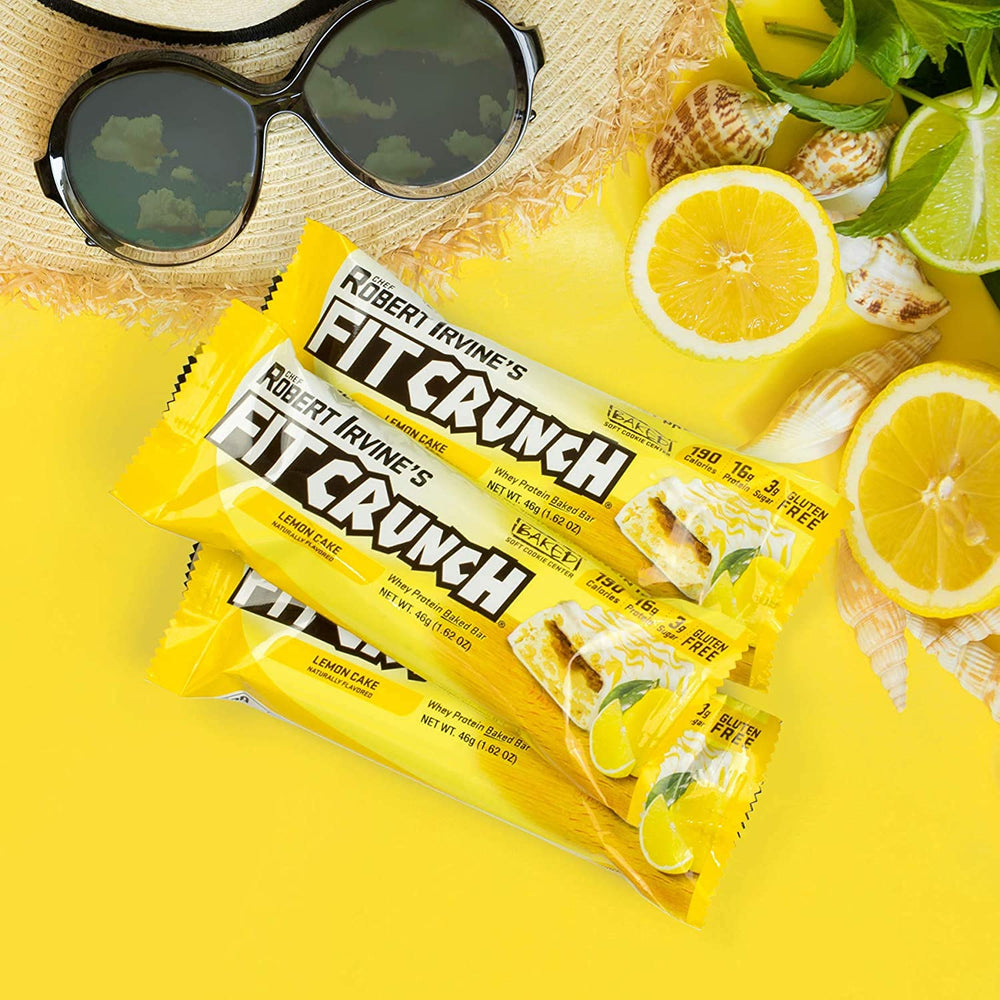 Post-workout fueling with a Fit Crunch Lemon Cake bar supports energy.