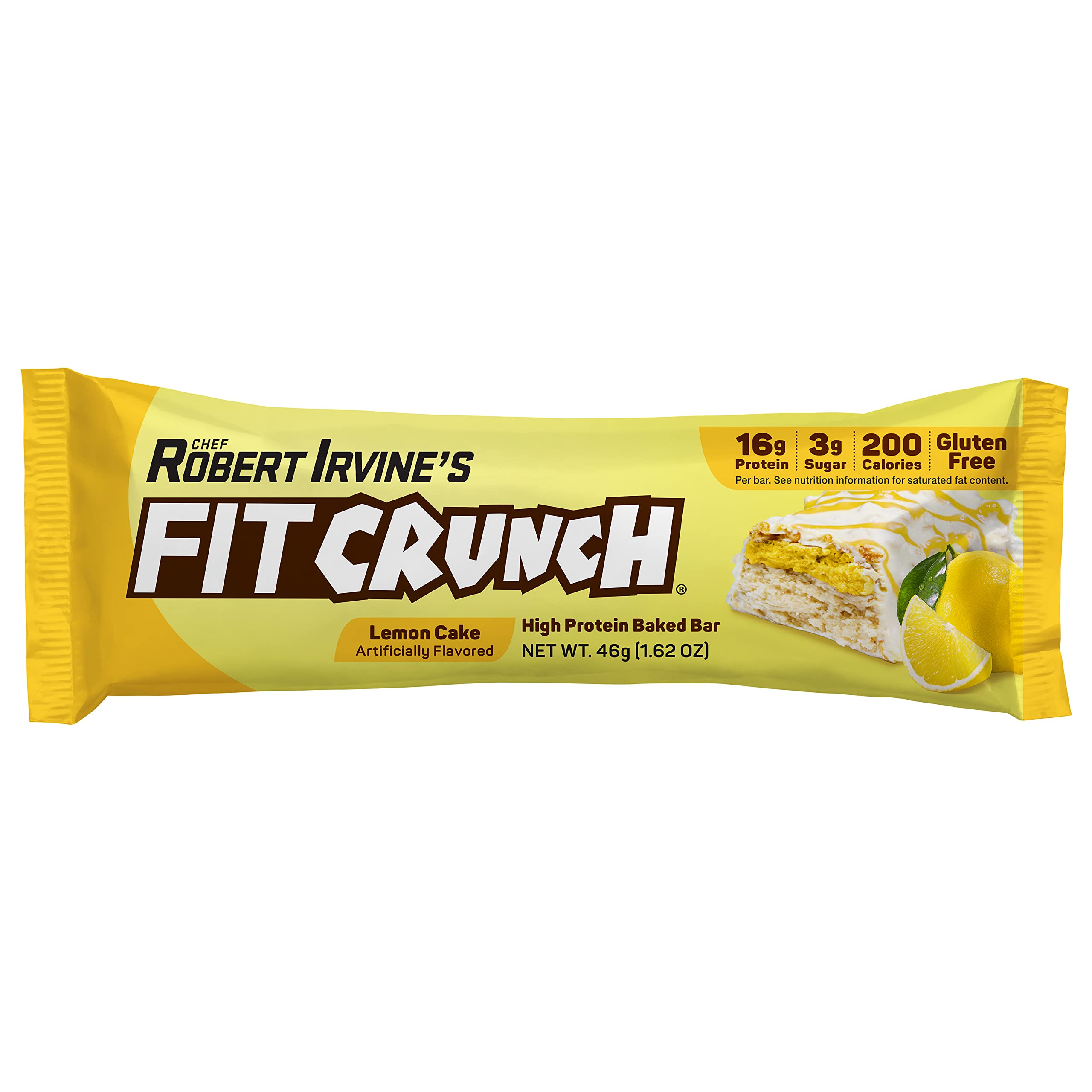 Soft cake core detail on a Fit Crunch Lemon Cake bar.