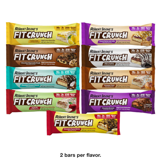 FITCRUNCH texture closeup showing the soft cake core and layered top