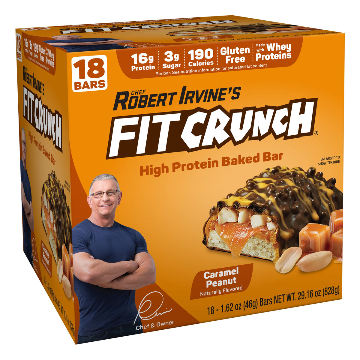 Fit Crunch snack-size bar: 6-layer caramel peanut with protein boost for workouts