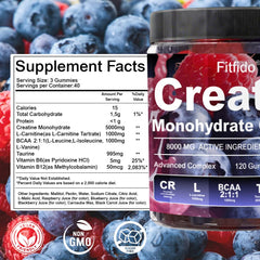 Serving guidance showing three Fitfido gummies per day for consistency.