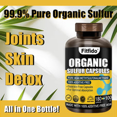 Fitfido MSM bottle back nutrition panel highlights 2000 mg MSM per serving.