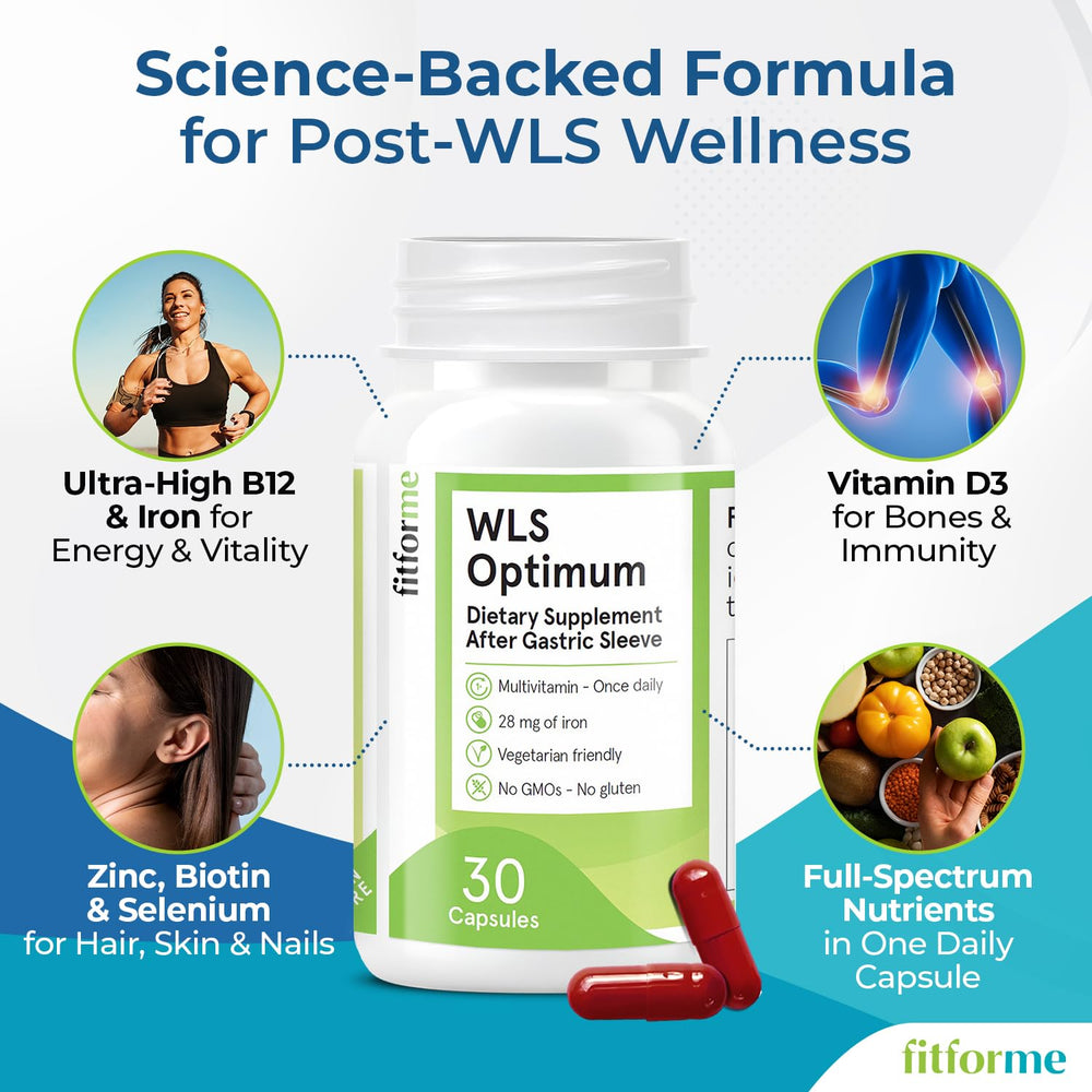 FitForMe bariatric multivitamin packaging illustrates GMP-certified European production