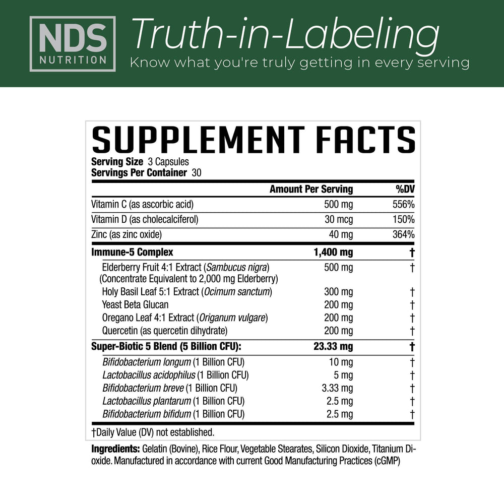 FitLife Advanced Immune Booster label detail highlights elderberry and key vitamins.