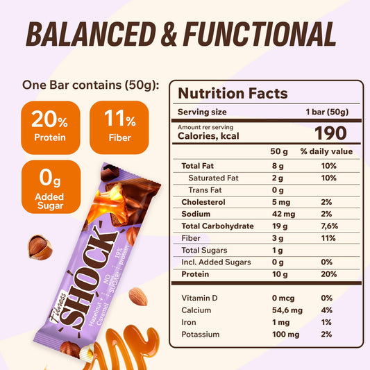 FitnesSHOCK 12-count box shown for convenient portion-controlled snacking.
