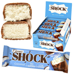FitnesSHOCK coconut snack bars 12-pack, on-the-go convenience.