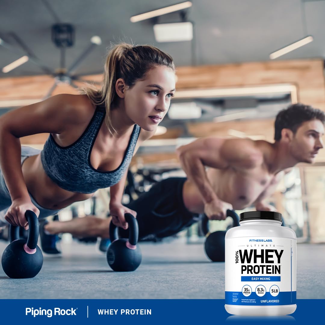 Fitness Labs Whey Protein Powder Unflavored 5lb-tub represents bulk value.