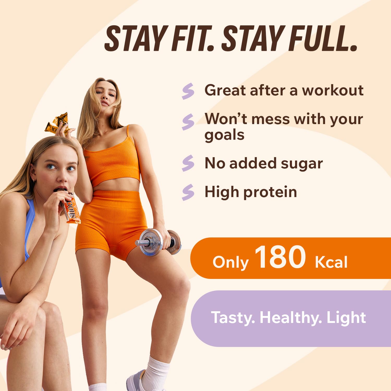 FitnesSHOCK 180 calories per bar makes a light option