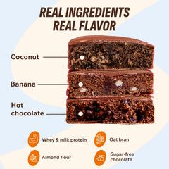 FitnesSHOCK coconut brownie slice with tropical aroma and tender crumb.