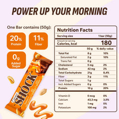 FitnesSHOCK hazelnut caramel bar with a soft center, ideal afternoon snack.