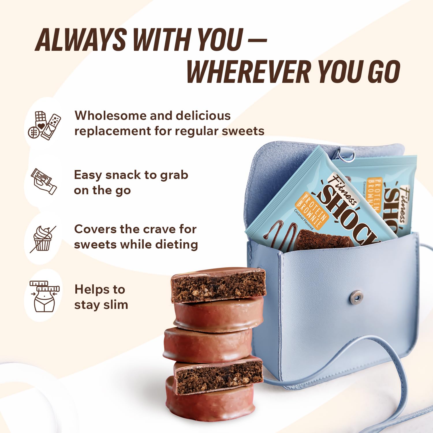 FitnesSHOCK brownie with coffee illustrates ideal break-time pairing.