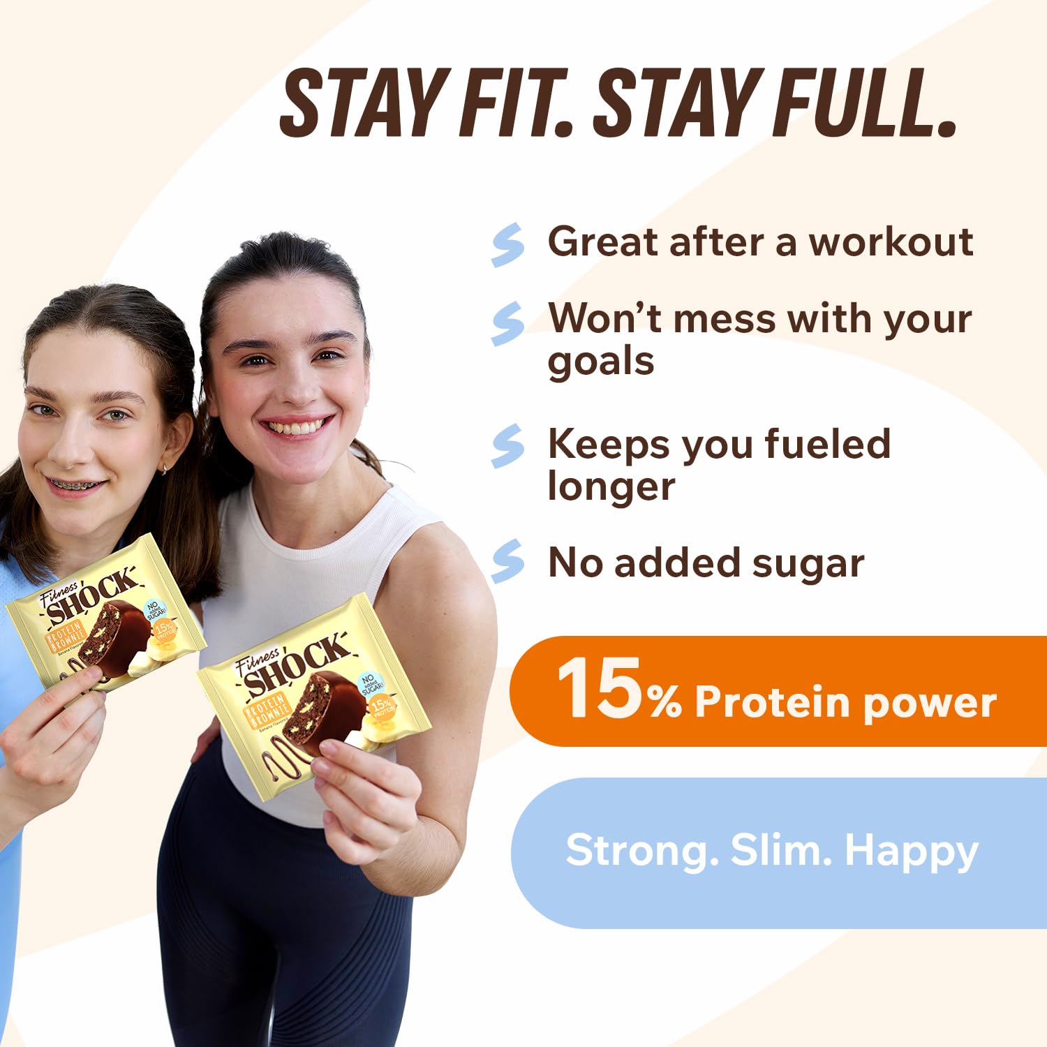 Low sugar claim: just 2g total sugar per brownie.