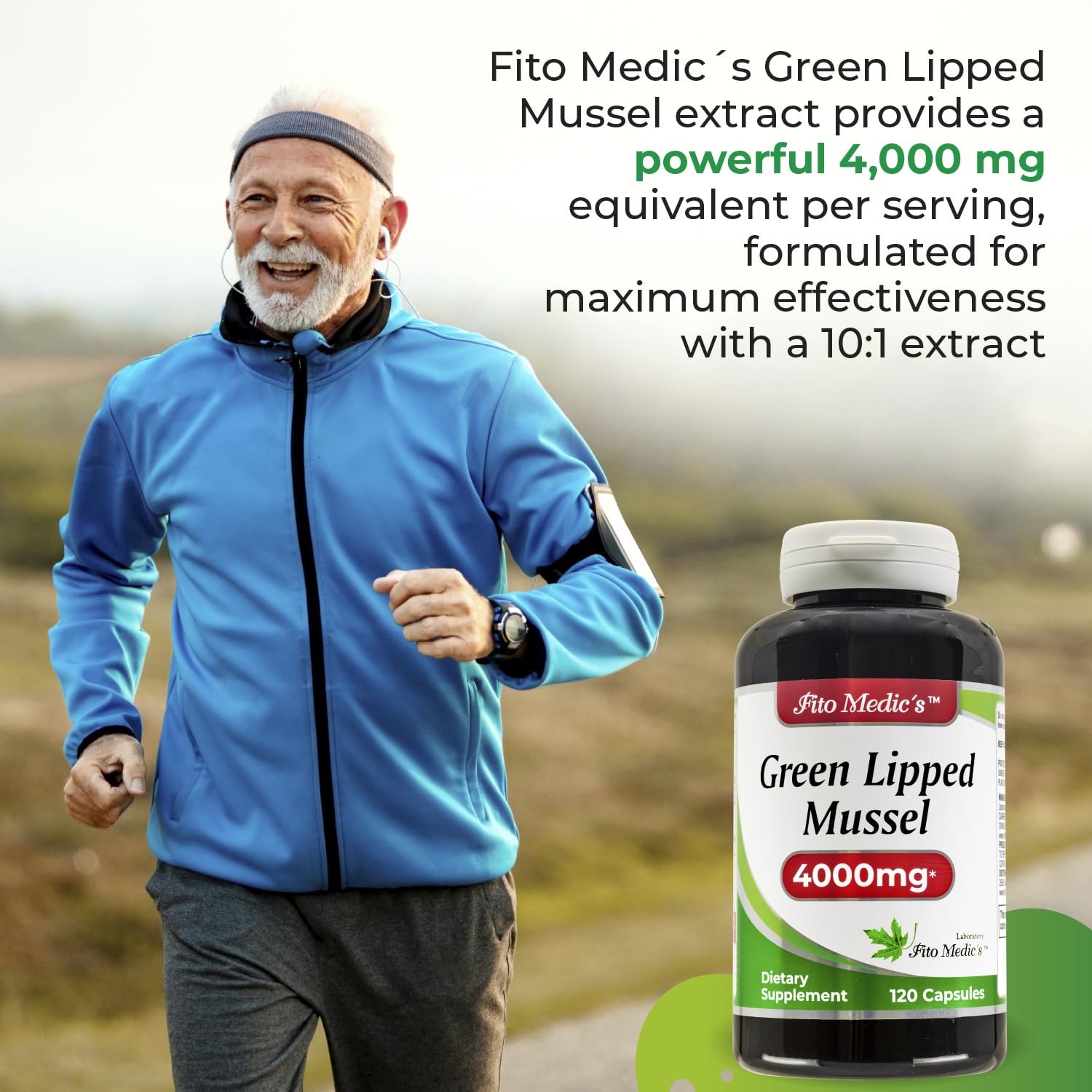 Label detail on FITO MEDIC'S mussel extract showing concentration information.