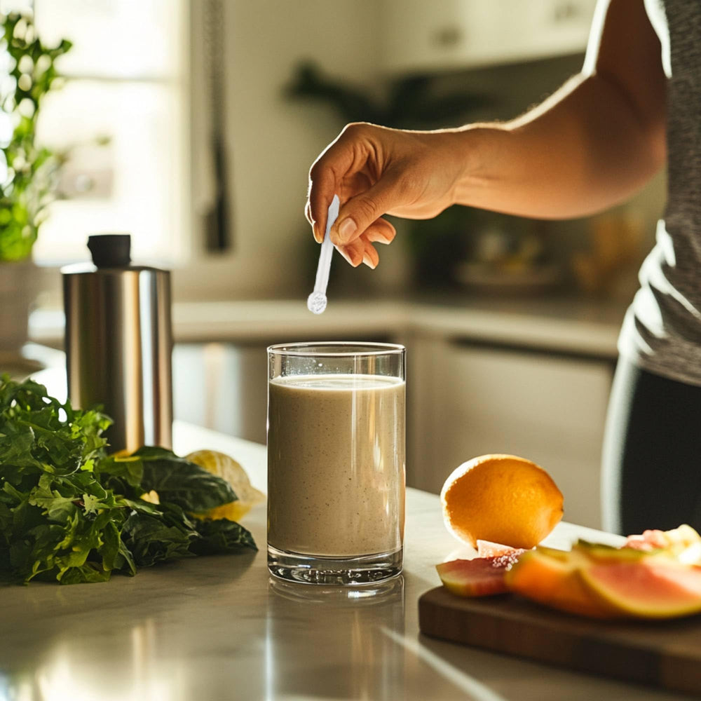 FitPowders Citicoline powder stirred into a smoothie for everyday use.
