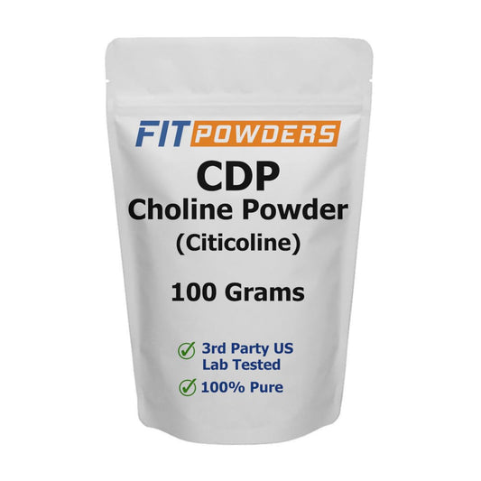 FitPowders Citicoline powder packaging highlights premium quality for daily cognitive support.
