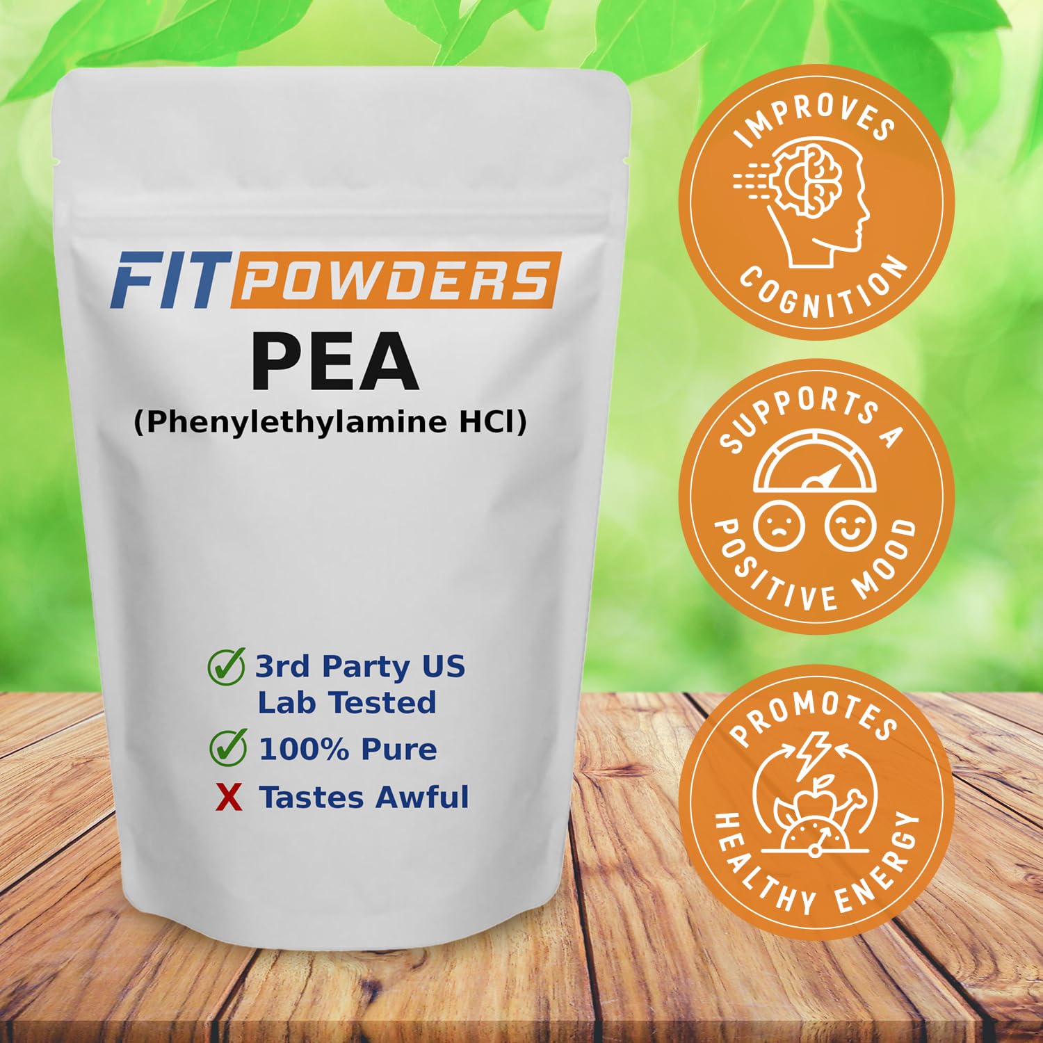 FitPowders Phenylethylamine powder with measuring scoop enables accurate daily dosing.