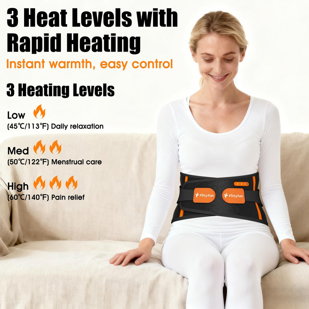 Fittyfun back belt massager demonstrates heat and vibration