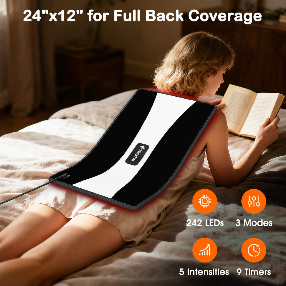 Fittyfun red light wrap on back area for targeted comfort at home.