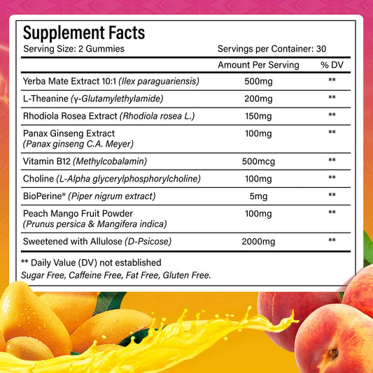 FitVitality 60 Yerba Mate Gummies open bottle with resealable cap for daily use.