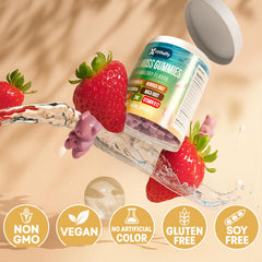 Vegan gummy texture from FitVitality highlights clean daily habit and flavor.