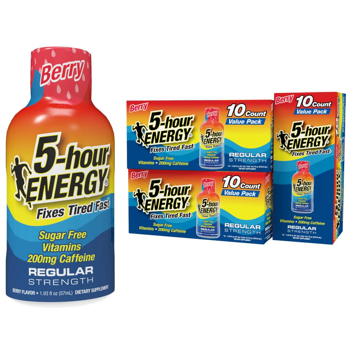 Five-hour ENERGY Berry Shot front view, compact on-the-go energy.