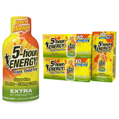 5-hour ENERGY Extra Strength Peach Mango bottle for on-the-go energy.