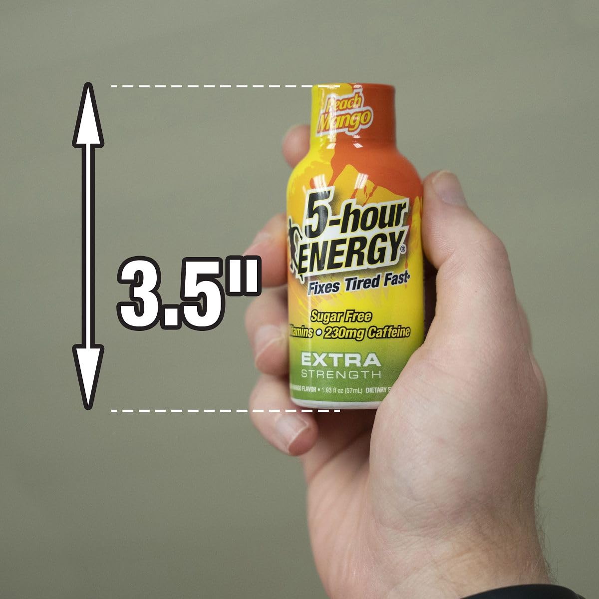 Flavorful Peach Mango, sugar-free energy option in a compact bottle.