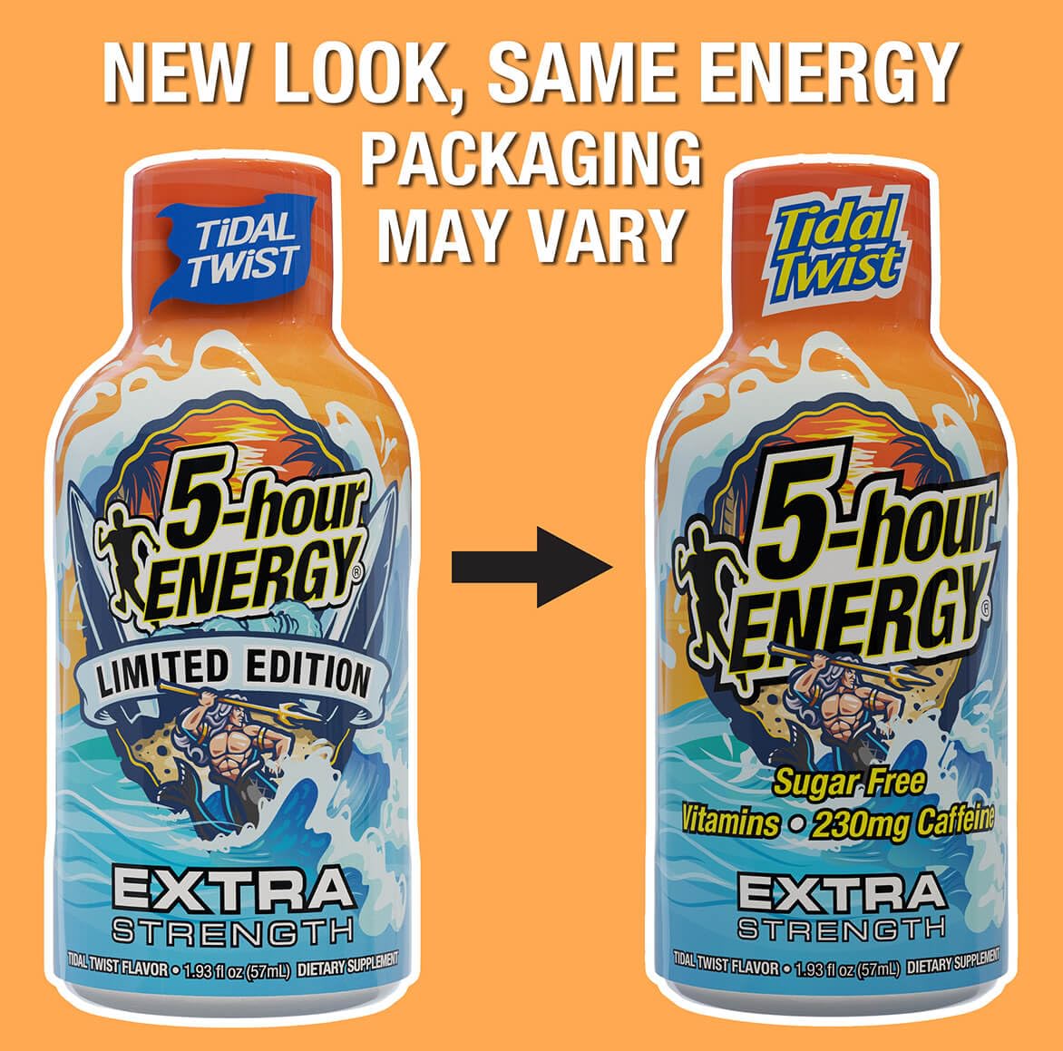 Five-hour Energy Extra Strength Tidal Twist ingredients label close-up emphasizes B vitamins and amino acids.