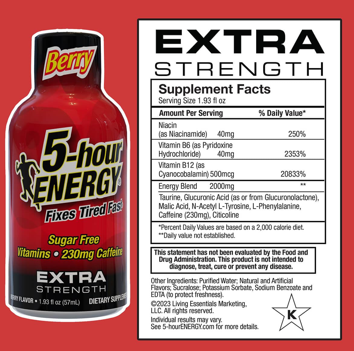 Five Hour Energy Extra Strength Shots in Tidal Twist bottle delivering fast alertness