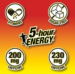 Five-hour ENERGY zero-calorie label highlighting calorie-free energy.