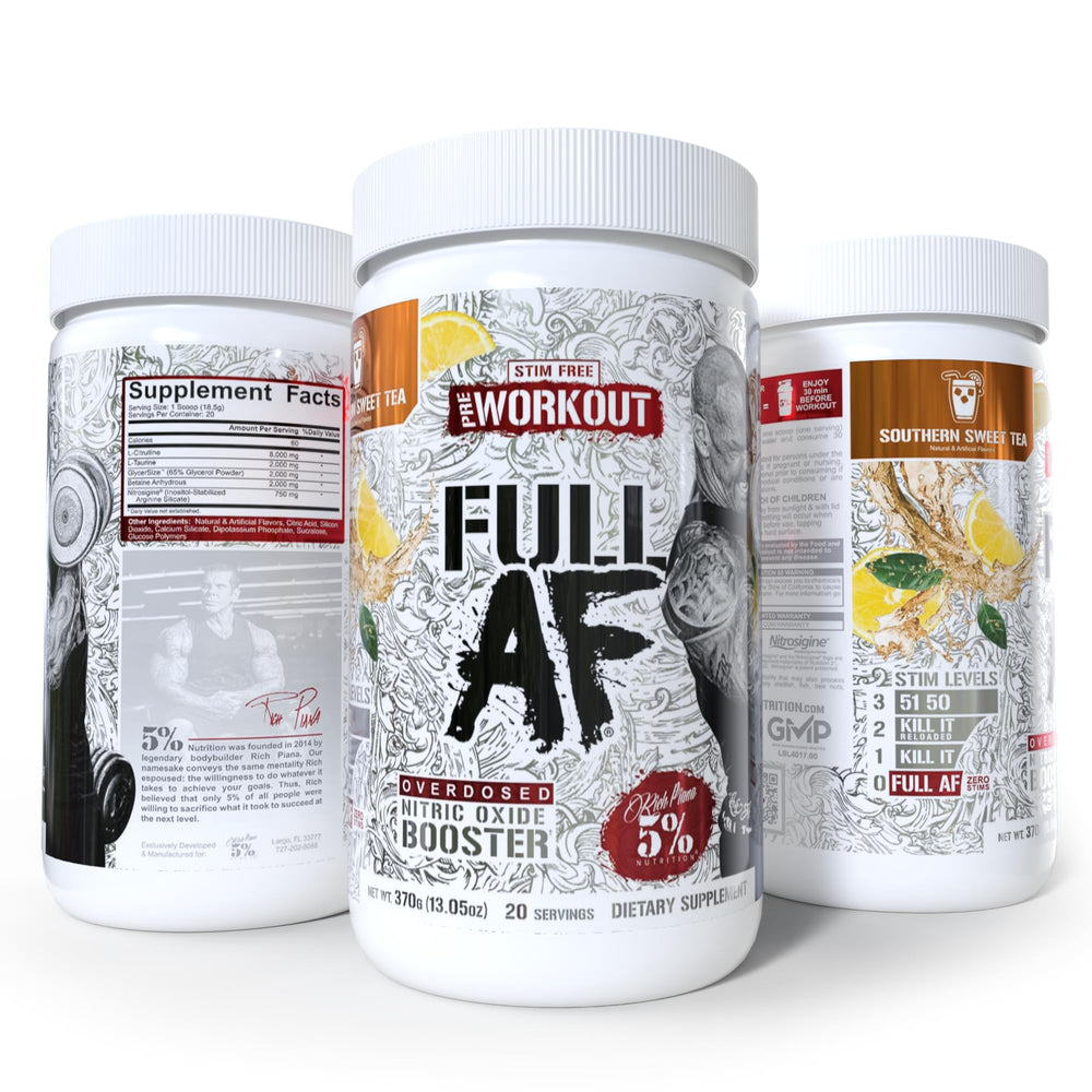 5% Nutrition FullAF Nitrosigine ingredient close-up highlighting vascular support.