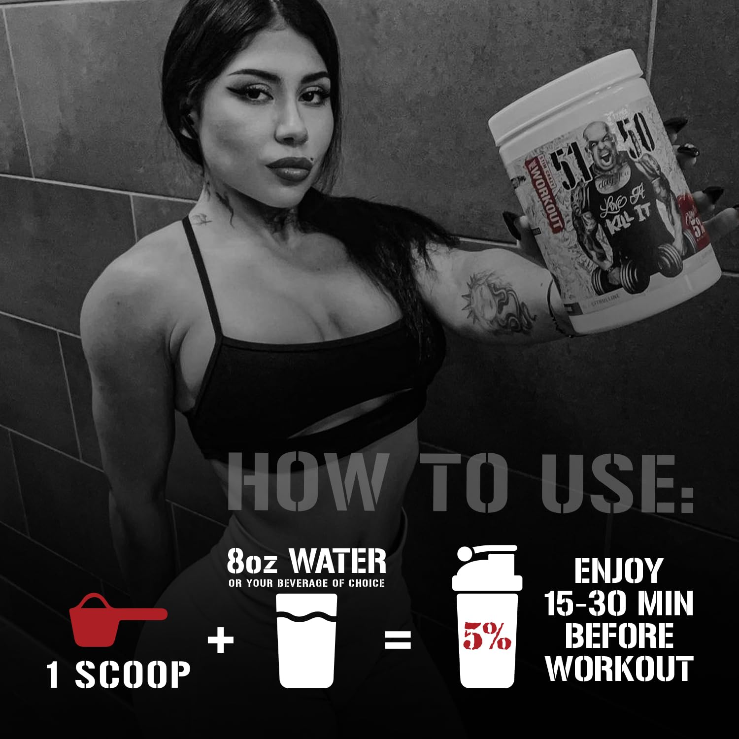 Five Percent Nutrition Rich Piana 5150 beta-alanine portion showcasing endurance support.