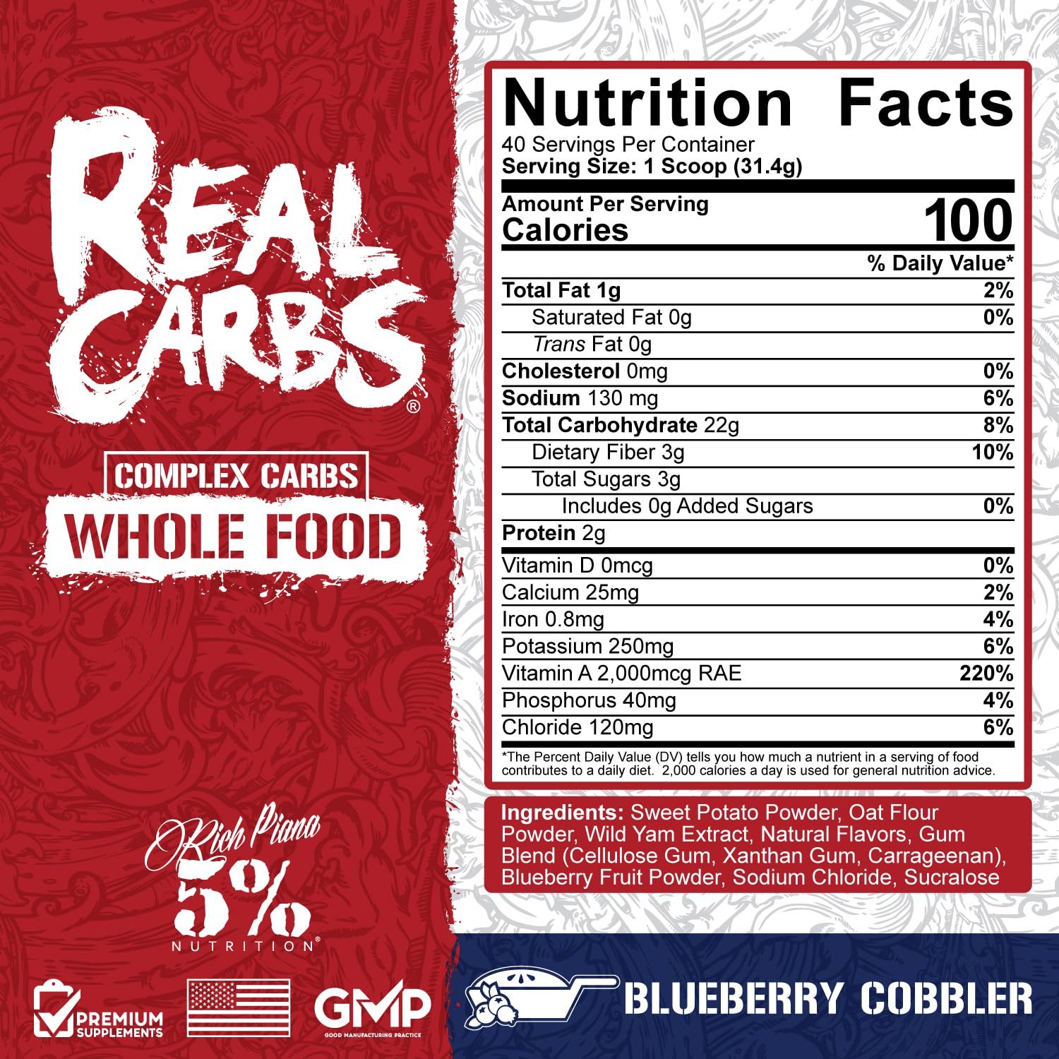 5% Nutrition Real Carbs scoop demonstrates convenient pre post workout refuel