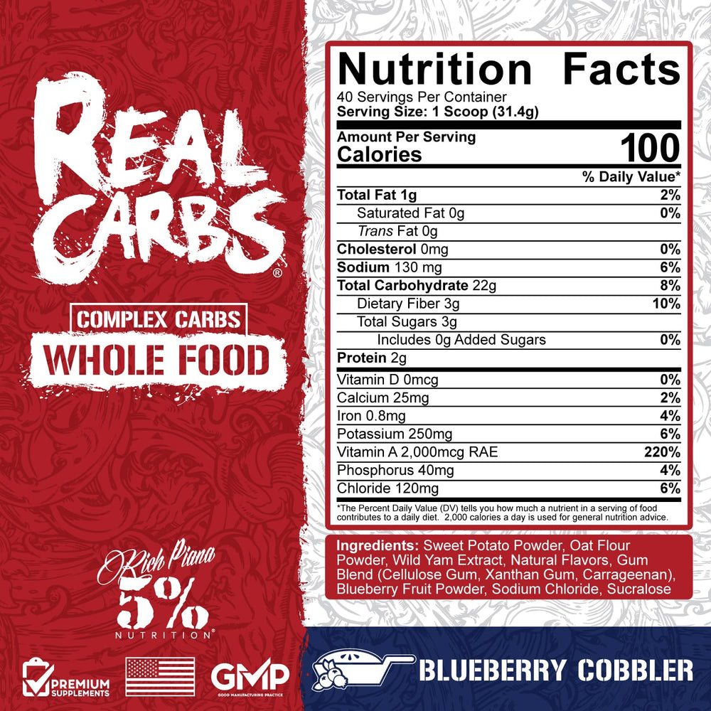 5% Nutrition Real Carbs scoop demonstrates convenient pre post workout refuel