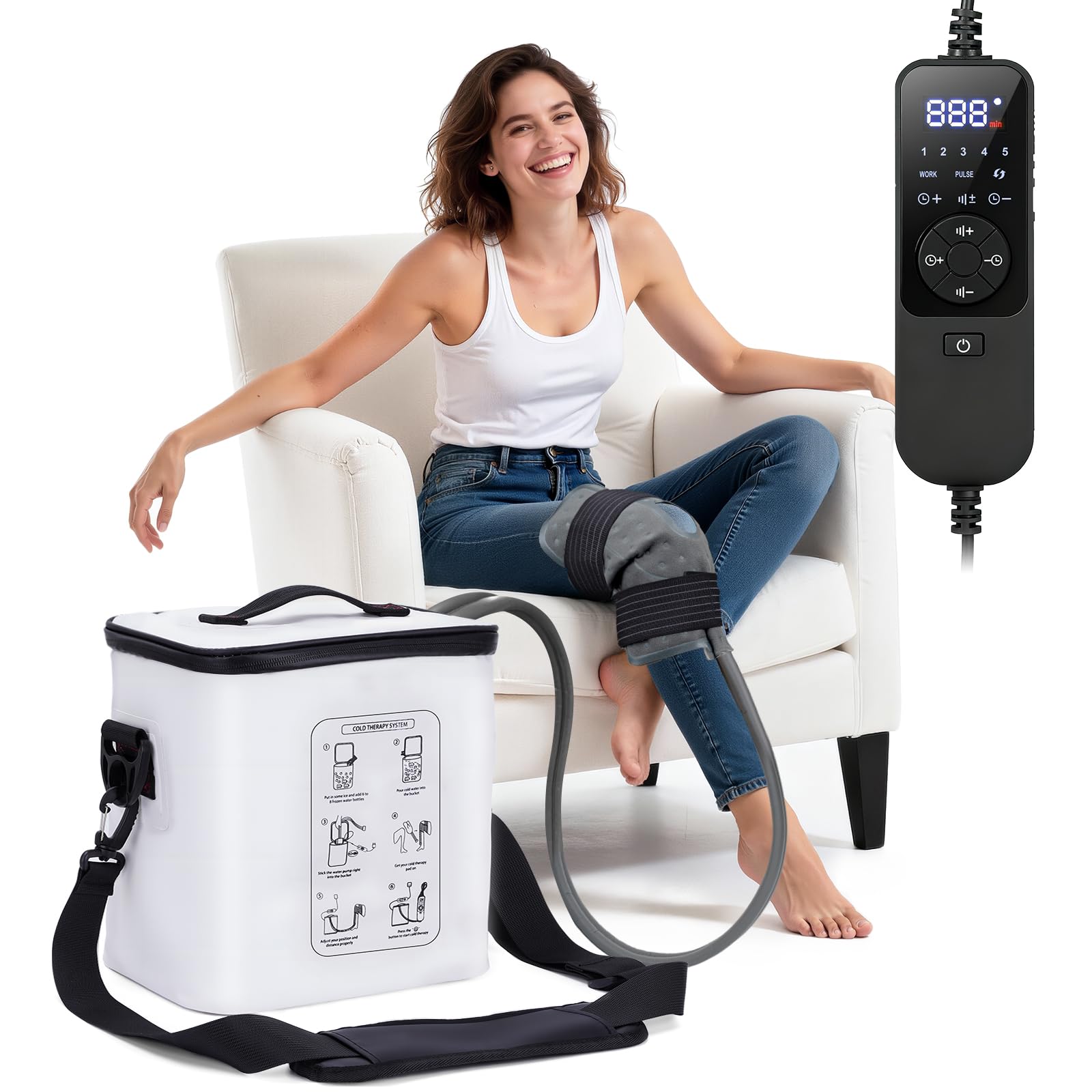 Fiveoffo cold therapy machine knee full view for portable knee recovery support
