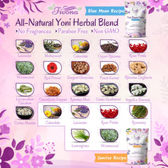 Blue Moon Yoni Steam Herbs blend with 16 botanicals for fragrant sessions.
