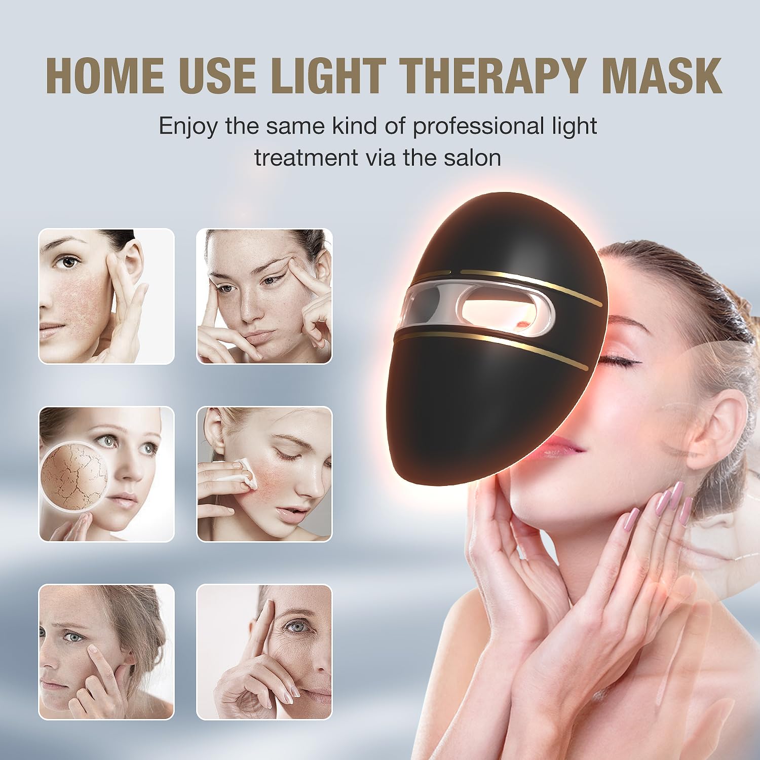 F FIWENE LED mask with remote control illustrating easy operation.