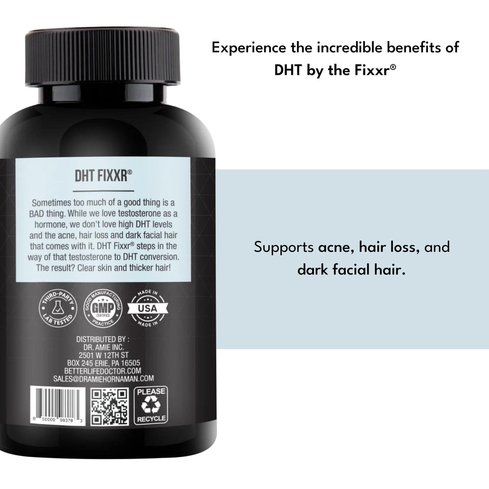 Fixxr DHT Support bottle on table ready for a consistent daily routine to support hair.