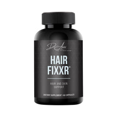 Fixxr Hair capsules being poured for a simple daily supplement routine.