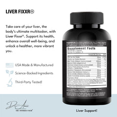 Fixxr Liver label closeup emphasizes non-GMO, clean ingredients for mindful supplementation.