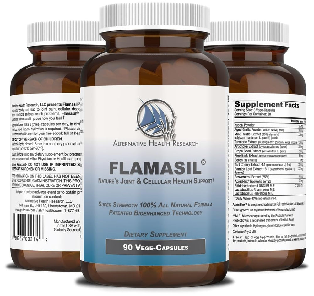 Flamasil bottle closeup shows capsule texture and turmeric-rich formula for daily wellness.