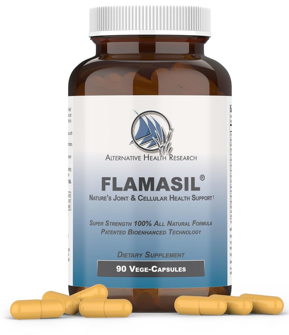 Flamasil bottle front label highlighting joint support and antioxidant blend.