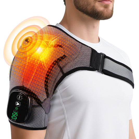 FlareMore cordless shoulder heating pad with left-right fit for versatile comfort