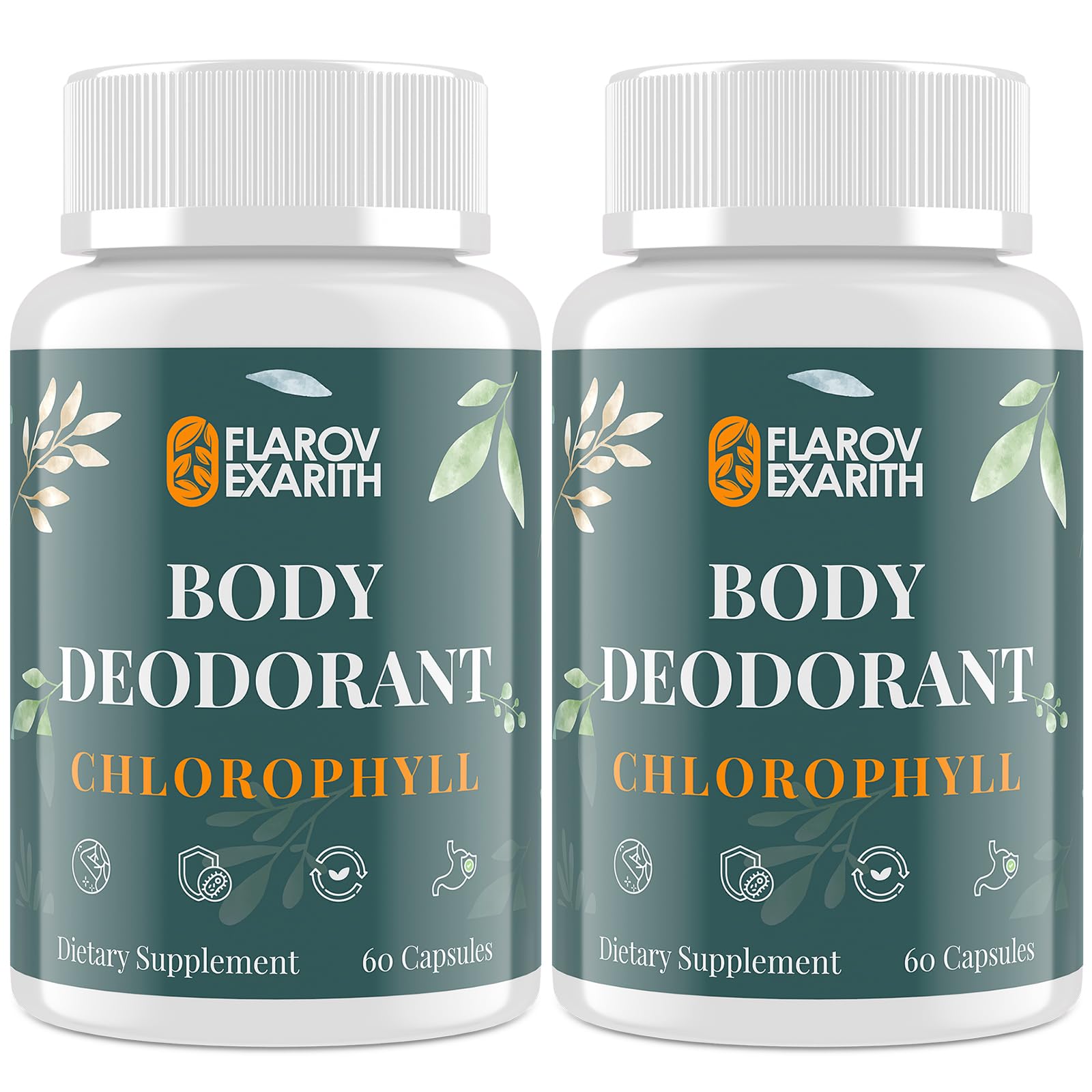 Flarovexarith bottle of chlorophyll capsules for daily freshness from within