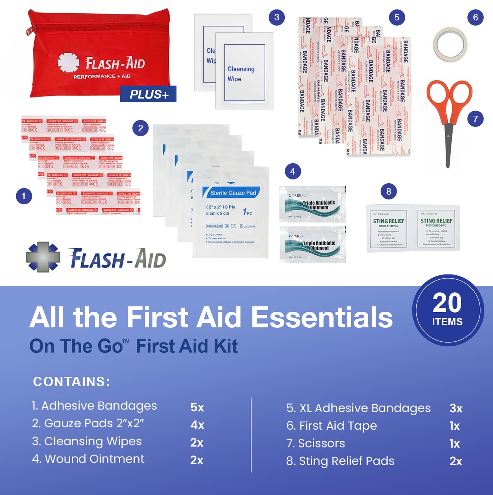 Flash-Aid water-resistant nylon pouch keeps supplies protected and reusable
