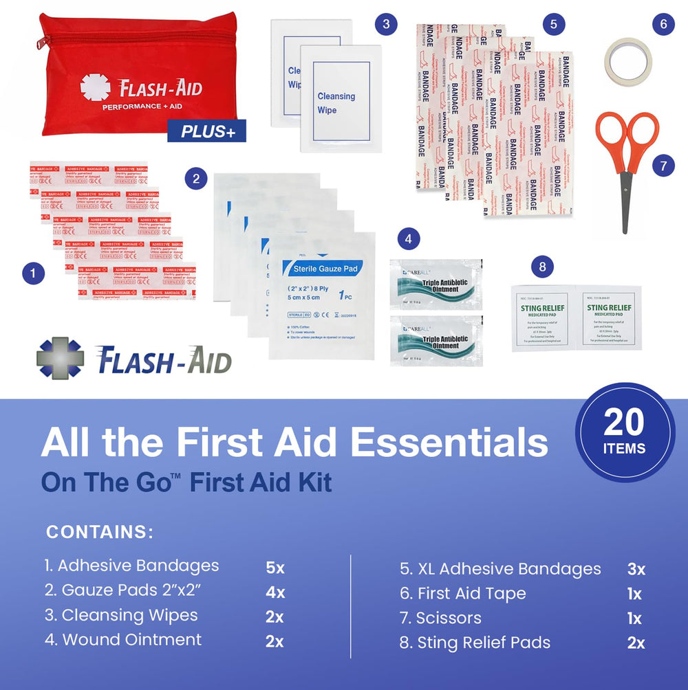 Flash-Aid water-resistant nylon pouch keeps supplies protected and reusable
