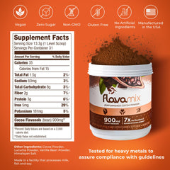 FlavaNaturals FlavaMix cocoa powder close-up highlighting antioxidant-rich texture.